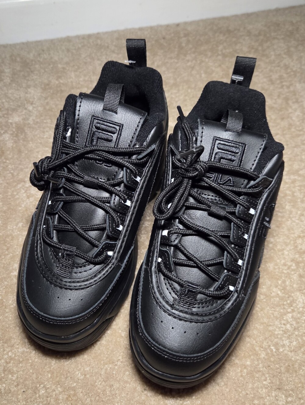 FILA Disruptor II Wedge Black Platform Sneakers Chunky Shoes Womens Size 5